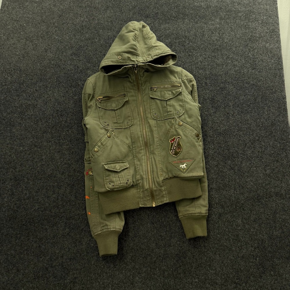 Vintage Arizona Jean Co Y2K Olive Green Utility Jacket Plaid Lined Medium